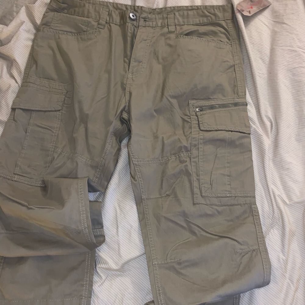 Red camel cargo pants